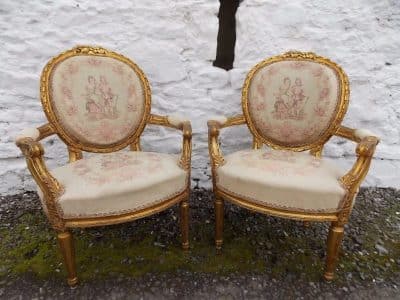 SOLD 19th century French gilt wood salon chairs