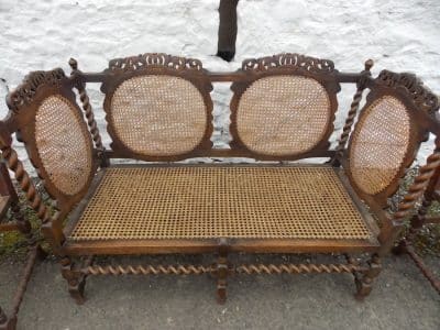 SOLD Edwardian barley twist Bergere suite Antiques Scotland Antique Chairs 4