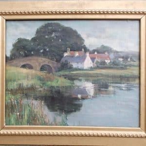 SOLD Isabel Hutchison Oil on canvas. dated 1897 Callander Bridge Antiques Scotland Antique Art