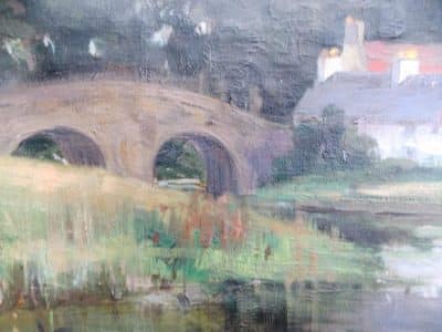 SOLD Isabel Hutchison Oil on canvas. dated 1897 Callander Bridge Antiques Scotland Antique Art 5