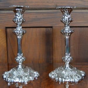 Pair Of Victorian Silver Plate Candle Sticks SAI3308 a pair Bronzes Silver Metals 3