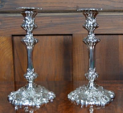 Pair Of Victorian Silver Plate Candle Sticks SAI3308 a pair Bronzes Silver Metals 3