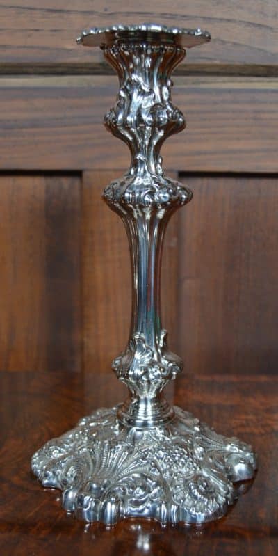 Pair Of Victorian Silver Plate Candle Sticks SAI3308 a pair Bronzes Silver Metals 5