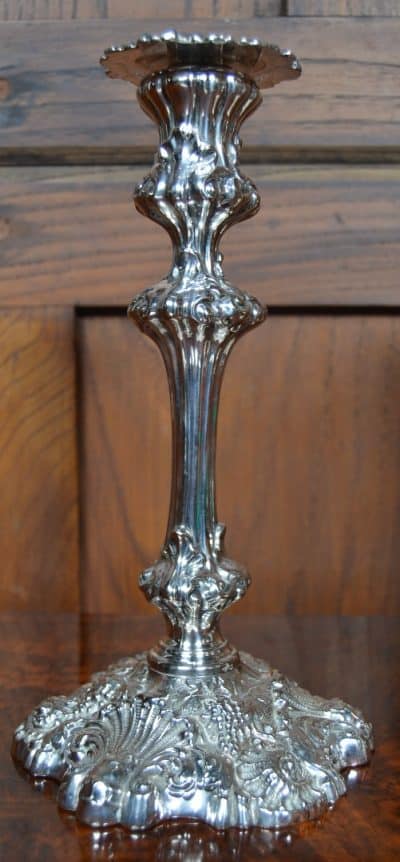 Pair Of Victorian Silver Plate Candle Sticks SAI3308 a pair Bronzes Silver Metals 6