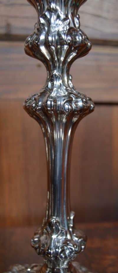 Pair Of Victorian Silver Plate Candle Sticks SAI3308 a pair Bronzes Silver Metals 8