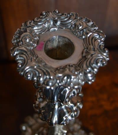 Pair Of Victorian Silver Plate Candle Sticks SAI3308 - Image 8