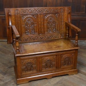 Edwardian Oak Monk’s Bench / Hall Seat/ Settle SAI3187 Antique Chairs