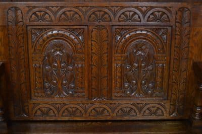Edwardian Oak Monk's Bench / Hall Seat/ Settle SAI3187 - Image 15