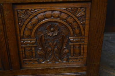 Edwardian Oak Monk's Bench / Hall Seat/ Settle SAI3187 - Image 13