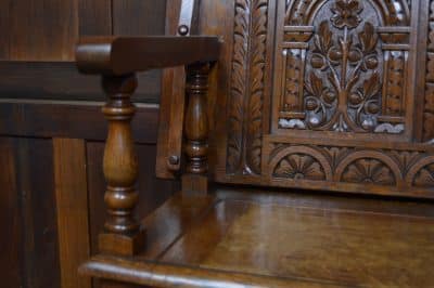 Edwardian Oak Monk's Bench / Hall Seat/ Settle SAI3187 - Image 12