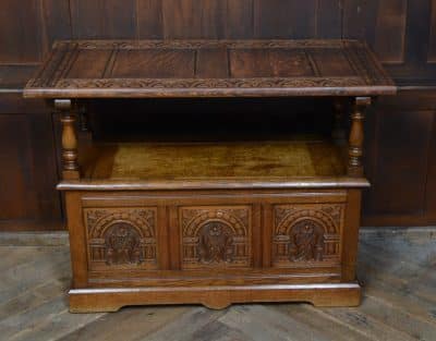 Edwardian Oak Monk's Bench / Hall Seat/ Settle SAI3187 - Image 7