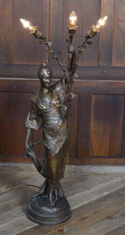 L. Hottot Spelt Figure And Light SAI3335 spelter Antique Lighting 3