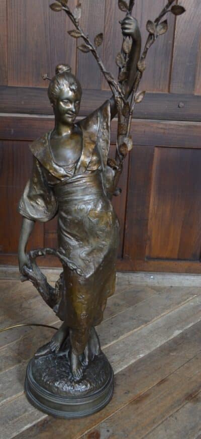 L. Hottot Spelt Figure And Light SAI3335 spelter Antique Lighting 6