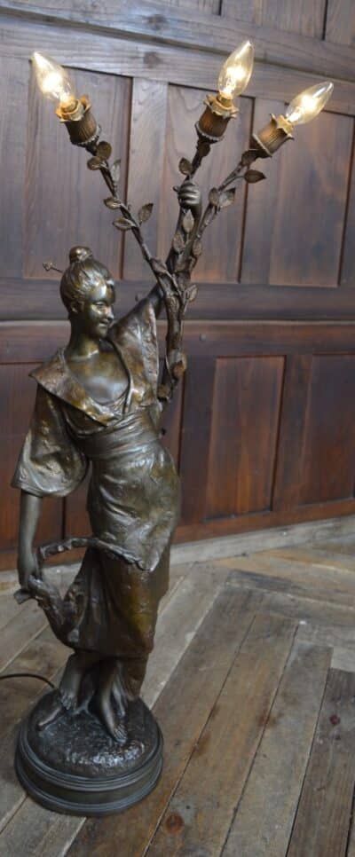 L. Hottot Spelt Figure And Light SAI3335 spelter Antique Lighting 8