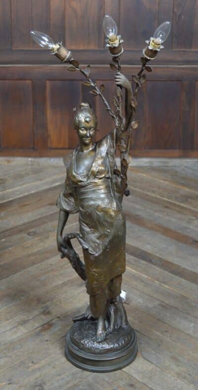 L. Hottot Spelt Figure And Light SAI3335 spelter Antique Lighting 9