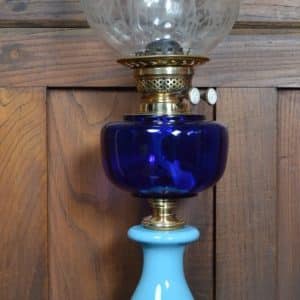 Blue Victorian Oil/ Paraffin Lamp SAI3192 Antique Lighting