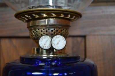 Blue Victorian Oil/ Paraffin Lamp SAI3192 Antique Lighting 7
