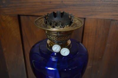 Blue Victorian Oil/ Paraffin Lamp SAI3192 Antique Lighting 4