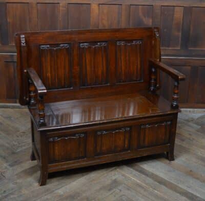 Edwardian Monk’s Bench / Hall Seat / Settle SAI3316 Antique Benches 3
