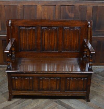 Edwardian Monk’s Bench / Hall Seat / Settle SAI3316 Antique Benches 5