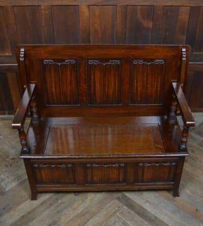 Edwardian Monk’s Bench / Hall Seat / Settle SAI3316 Antique Benches 6