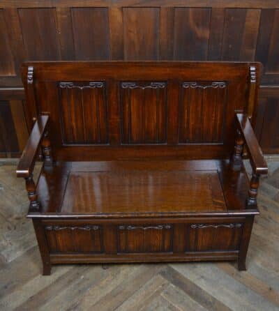 Edwardian Monk’s Bench / Hall Seat / Settle SAI3316 - Image 4