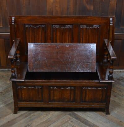Edwardian Monk’s Bench / Hall Seat / Settle SAI3316 Antique Benches 7