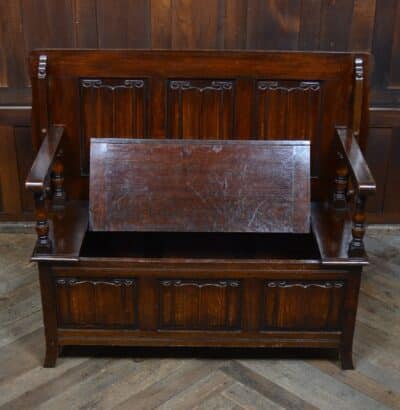 Edwardian Monk’s Bench / Hall Seat / Settle SAI3316 - Image 5