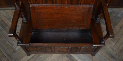 Edwardian Monk’s Bench / Hall Seat / Settle SAI3316 Antique Benches 8