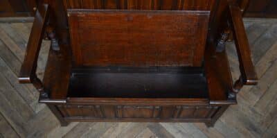 Edwardian Monk’s Bench / Hall Seat / Settle SAI3316 - Image 6