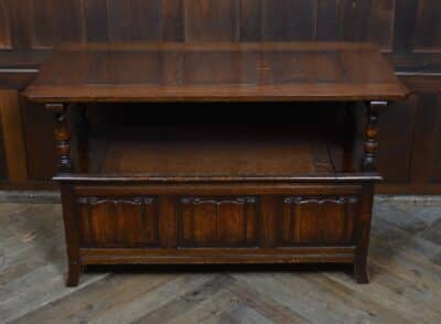 Edwardian Monk’s Bench / Hall Seat / Settle SAI3316 - Image 9