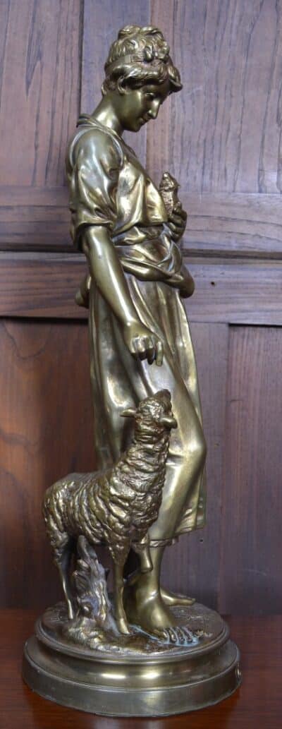 Pierre Louis Détrier Bergère Bronze Figure SAI3327 - Image 9