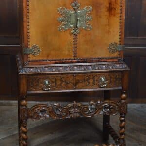 Jacobean Style Leather And Oak Cabinet SAI3331 leather Antique Cabinets