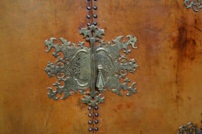 Jacobean Style Leather And Oak Cabinet SAI3331 - Image 3