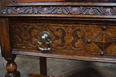Jacobean Style Leather And Oak Cabinet SAI3331 - Image 8