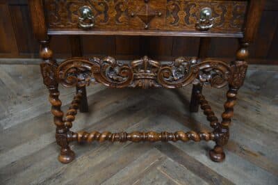 Jacobean Style Leather And Oak Cabinet SAI3331 leather Antique Cabinets 11