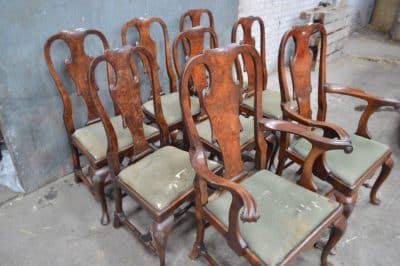George II set of eight walnut dining chairs - Image 6
