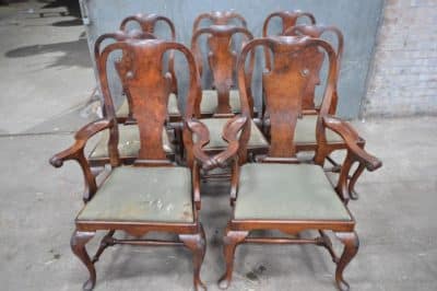 George II set of eight walnut dining chairs