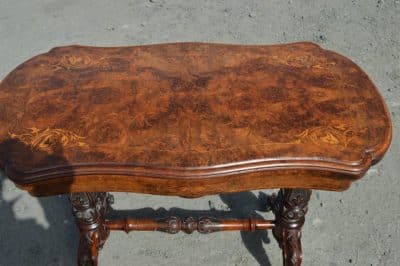 Victorian Burr walnut games table - Image 2
