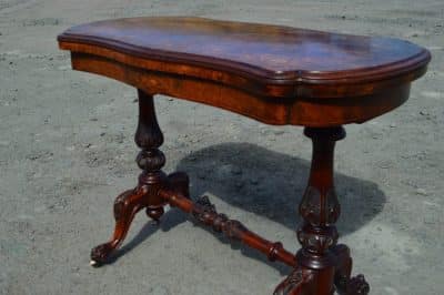Victorian Burr walnut games table - Image 3