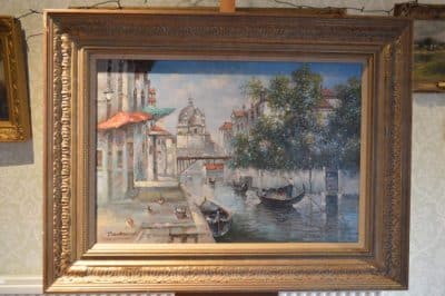 Large Oil painting of Venice. - Image 3