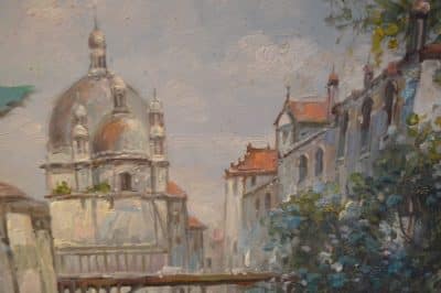 Large Oil painting of Venice. - Image 5