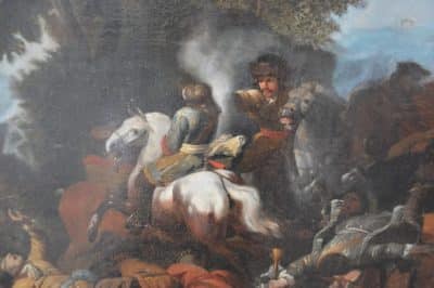 Huge 17th cent Dutch master battle scene. 17th cent cavalry skirmish Antique Art 5