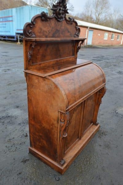 A Victorian burr walnut cylinder desk - Image 2