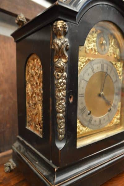 Victorian Ebony and gilt bracket clock - Image 3