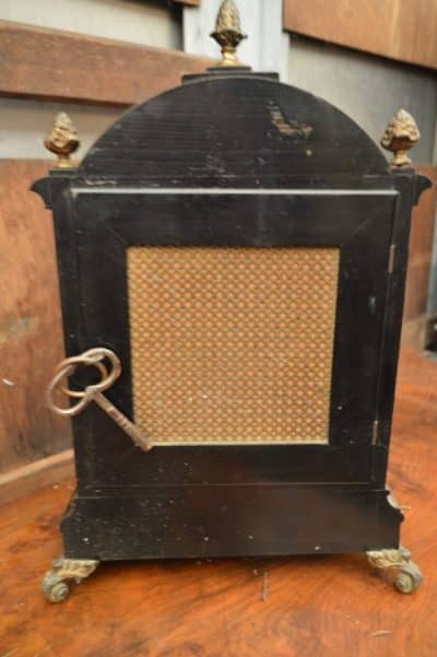 Victorian Ebony and gilt bracket clock 19th century Antique Clocks 7