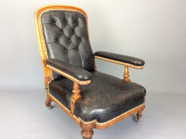 19th Century Scottish Reclining Library Reading Chair armchairs Antique Chairs 7