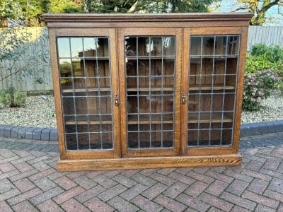 Arts & Crafts Glazed Oak Bookcase bookcase Antique Bookcases 14