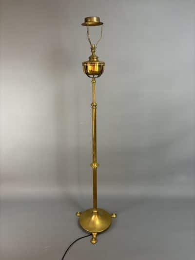 Arts & Crafts Brass Converted Oil Floor Lamp floor lamp Antique Lighting 4