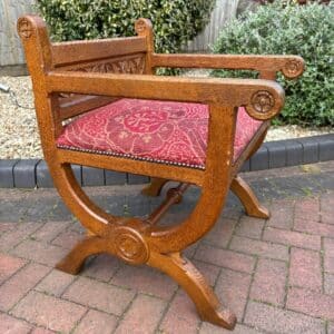 Gothic Revival Oak Hall Seat gothic revival Antique Chairs 3